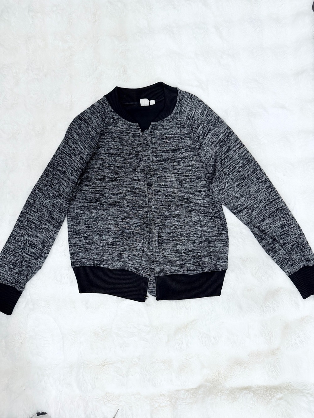 GAP Gray and Black Marled Bomber Jacket